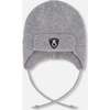 Lined Baby Knit Hat with Ears and Strings, Heather Gray - Winter Hats - 1 - thumbnail