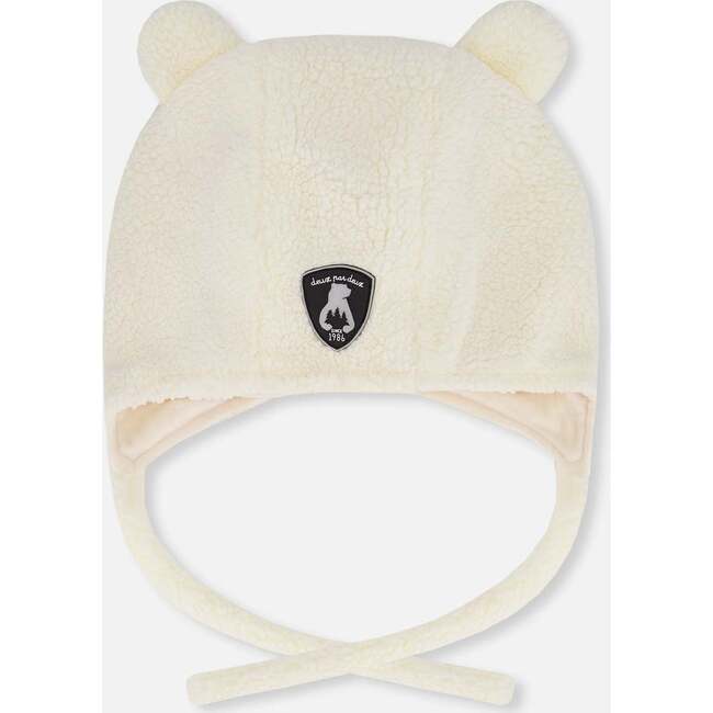 Lined Baby Sherpa Hat with Ear Flaps, Off-White