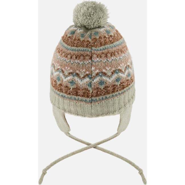 Lined Baby Knit Pompom Hat with Ear Flaps Blue Purple, Green and Brown - Winter Hats - 3