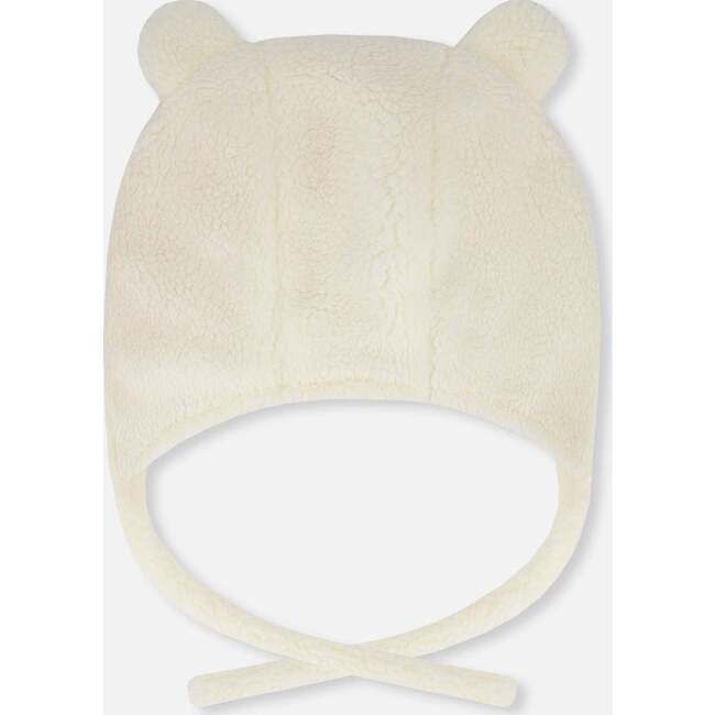 Lined Baby Sherpa Hat with Ear Flaps, Off-White - Winter Hats - 2
