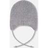 Lined Baby Knit Hat with Ears and Strings, Heather Gray - Winter Hats - 3