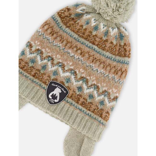 Lined Baby Knit Pompom Hat with Ear Flaps Blue Purple, Green and Brown - Winter Hats - 4
