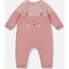 Knitted Bi-Color Cat Romper Old Pink, Dusty Pink - Rompers - 1 - thumbnail