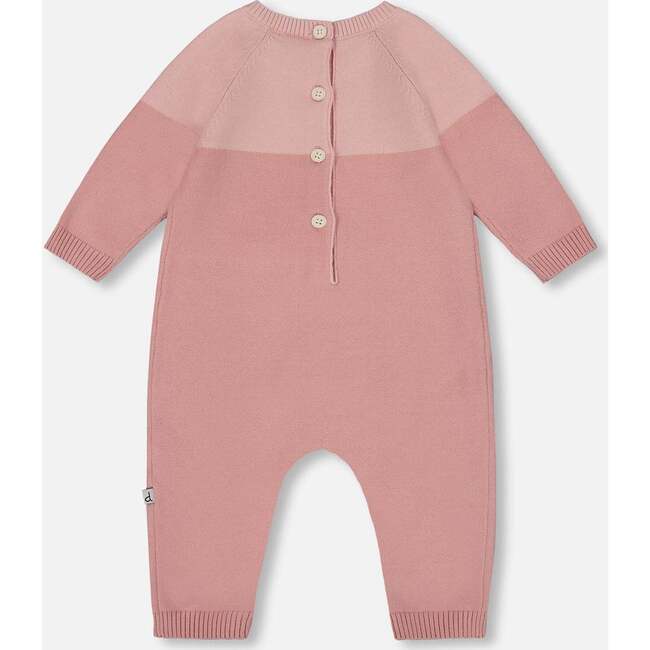 Knitted Bi-Color Cat Romper Old Pink, Dusty Pink - Rompers - 2