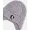 Lined Baby Knit Hat with Ears and Strings, Heather Gray - Winter Hats - 4