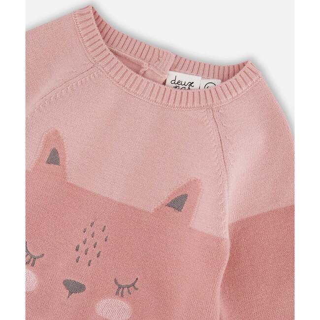 Knitted Bi-Color Cat Romper Old Pink, Dusty Pink - Rompers - 3