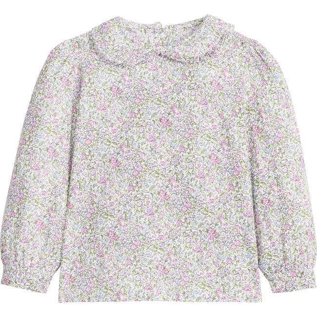 Ruffled Peter Pan Blouse, Lavender Gables Floral