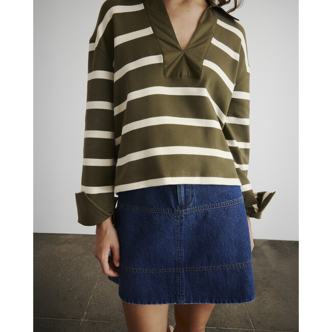 Whitney Top, Fern/Cream Wide Stripe - Sweaters - 5