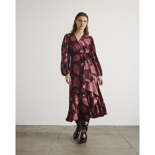Long Sleeve Blaire Dress, Mahogany/Soft Carmine Multi - Dresses - 2
