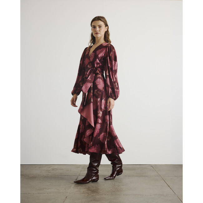 Long Sleeve Blaire Dress, Mahogany/Soft Carmine Multi - Dresses - 3