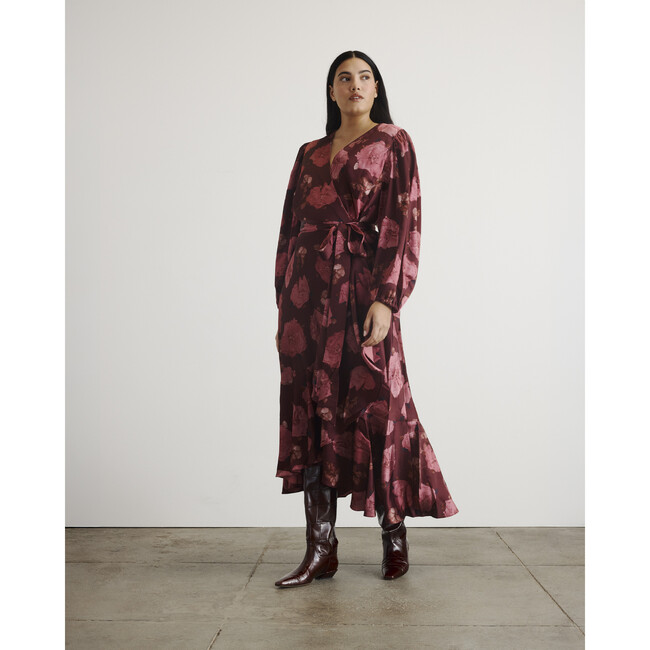Long Sleeve Blaire Dress, Mahogany/Soft Carmine Multi - Dresses - 4