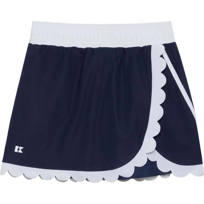 Girls Scalloped Skort, Navy