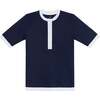 Girls Henley Top, Navy - T-Shirts - 1 - thumbnail
