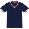 Boys V Neck Practice Tee, Navy - T-Shirts - 1 - thumbnail