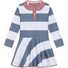 Girls Rugby Dress, Slate White Stripe - Dresses - 1 - thumbnail