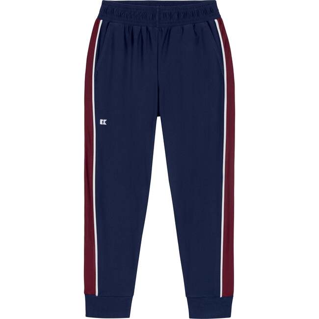 Boys Warm-Up Jogger, Navy Maroon Stripe