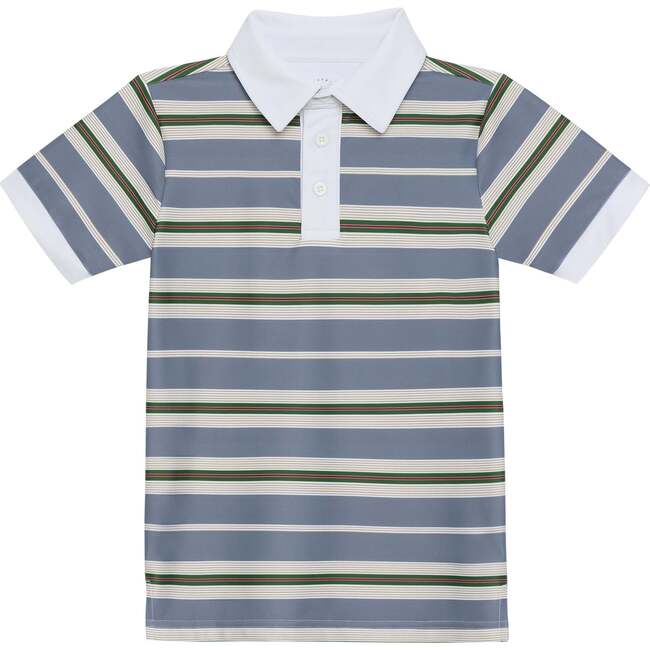 Boys Polo Shirt, Slate Stripe