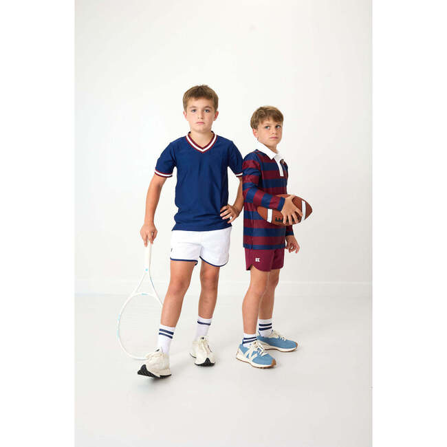 Boys V Neck Practice Tee, Navy - T-Shirts - 4