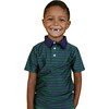 Boys Polo Shirt, Navy/Dk Green Stripe - Polo Shirts - 2