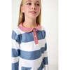 Girls Rugby Dress, Slate White Stripe - Dresses - 4