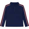 Boys Half Zip, Navy Maroon Stripe - Sweatshirts - 1 - thumbnail