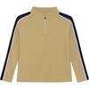 Boys Half Zip, Khaki Navy Stripe - Sweatshirts - 1 - thumbnail