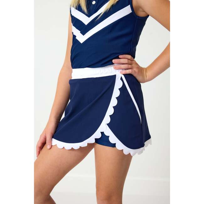 Girls Scalloped Skort, Navy - Skirts - 2