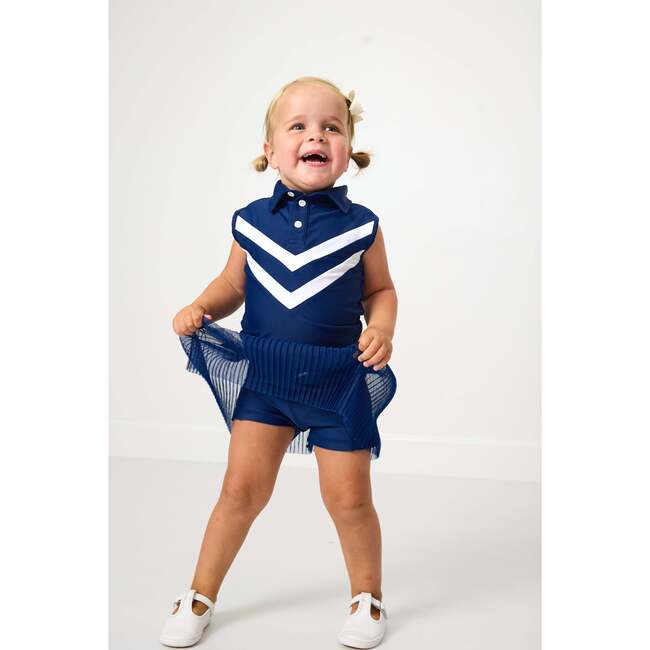 Girls Pleated Skort, Navy - Skirts - 4