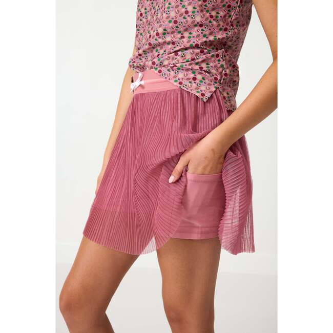 Girls Pleated Skort, Dusty Pink - Skirts - 2
