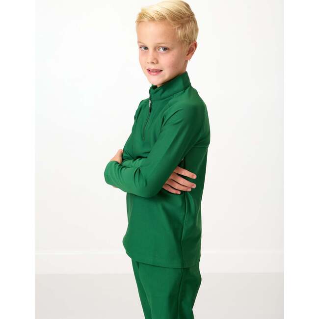 Boys Half Zip, Dark Green - Sweatshirts - 2