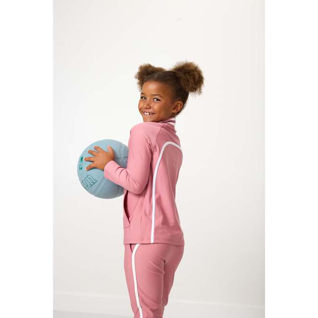 Girls Half Zip, Dusty Pink - Sweatshirts - 2