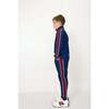 Boys Warm-Up Jogger, Navy Maroon Stripe - Pants - 3