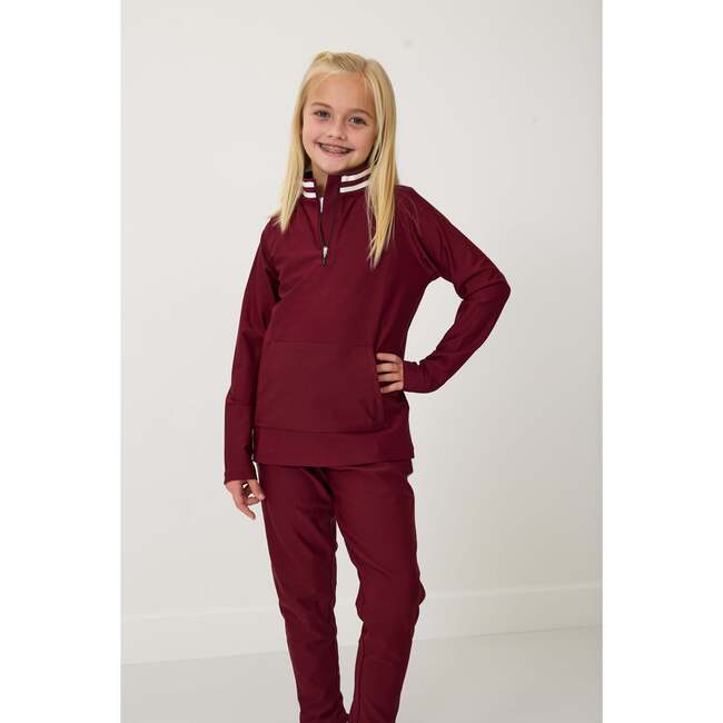 Girls Half Zip, Maroon - Sweatshirts - 3
