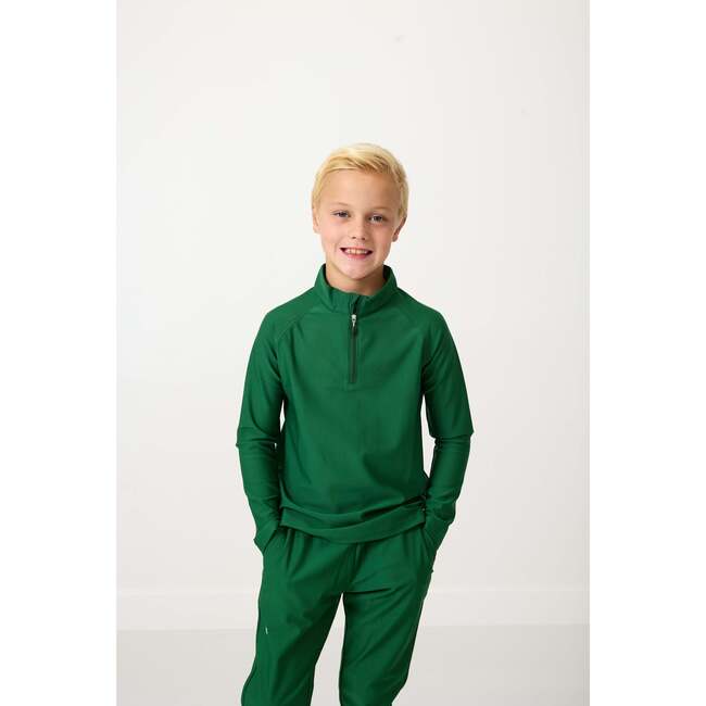 Boys Half Zip, Dark Green - Sweatshirts - 3
