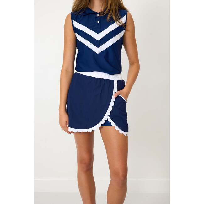 Girls Scalloped Skort, Navy - Skirts - 3