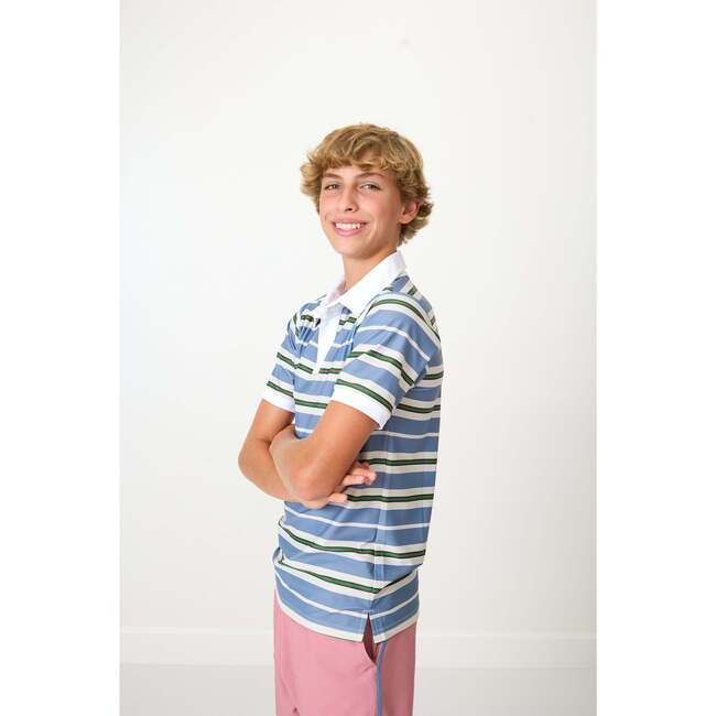 Boys Polo Shirt, Slate Stripe - Polo Shirts - 4