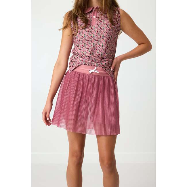 Girls Pleated Skort, Dusty Pink - Skirts - 3