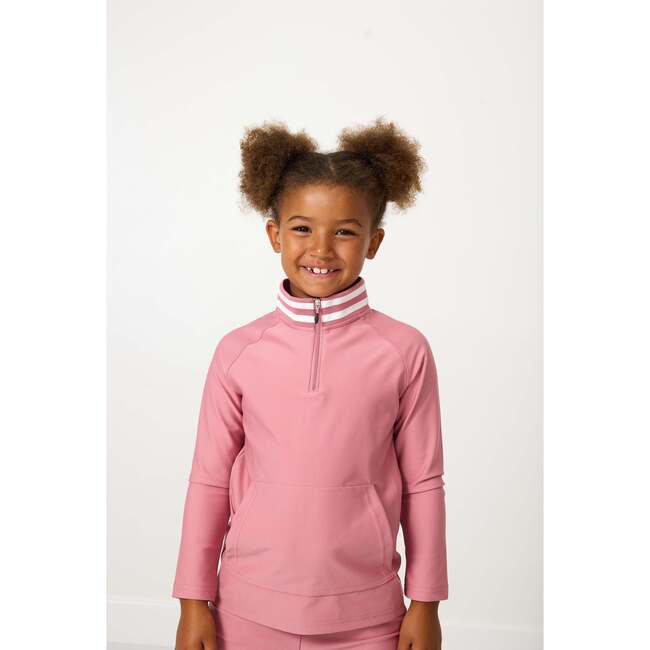 Girls Half Zip, Dusty Pink - Sweatshirts - 3