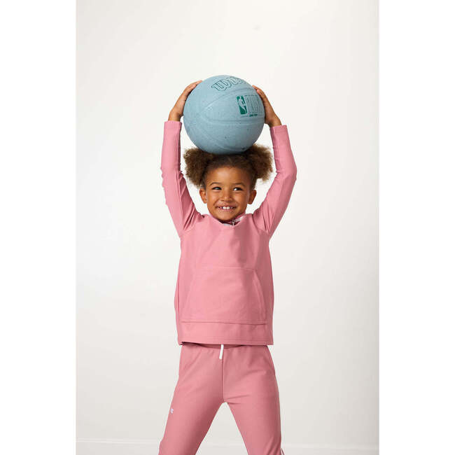 Girls Half Zip, Dusty Pink - Sweatshirts - 5