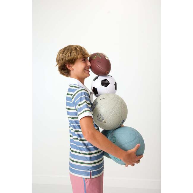 Boys Polo Shirt, Slate Stripe - Polo Shirts - 6