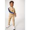 Boys Half Zip, Khaki Navy Stripe - Sweatshirts - 4
