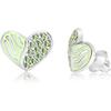 Half Heart Crystal White Gold Palladium Plating Girl's Stud Earring Mint Green - Earrings - 1 - thumbnail