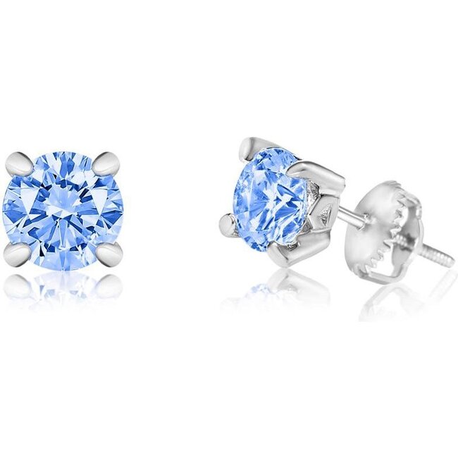 December Birthstone Crystal White Gold Palladium Girl's Stud Earrings