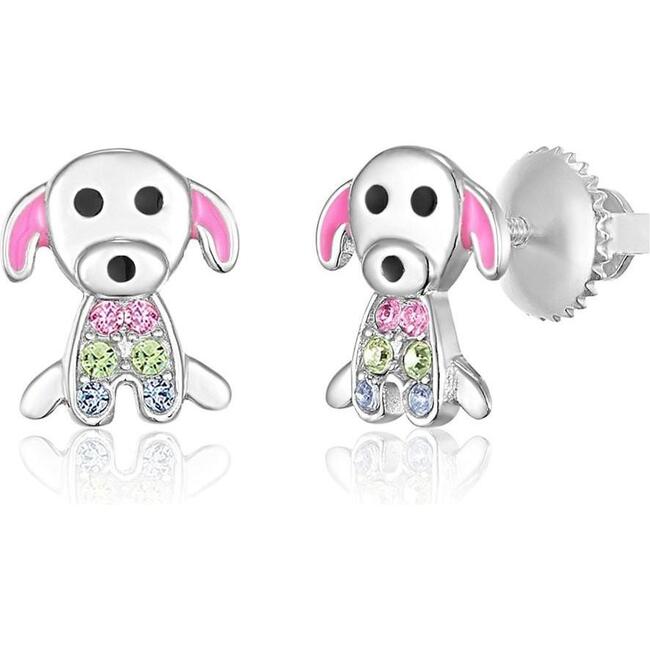 Dog Multi-color Crystal Palladium Plating Girls Screwback Stud Earring