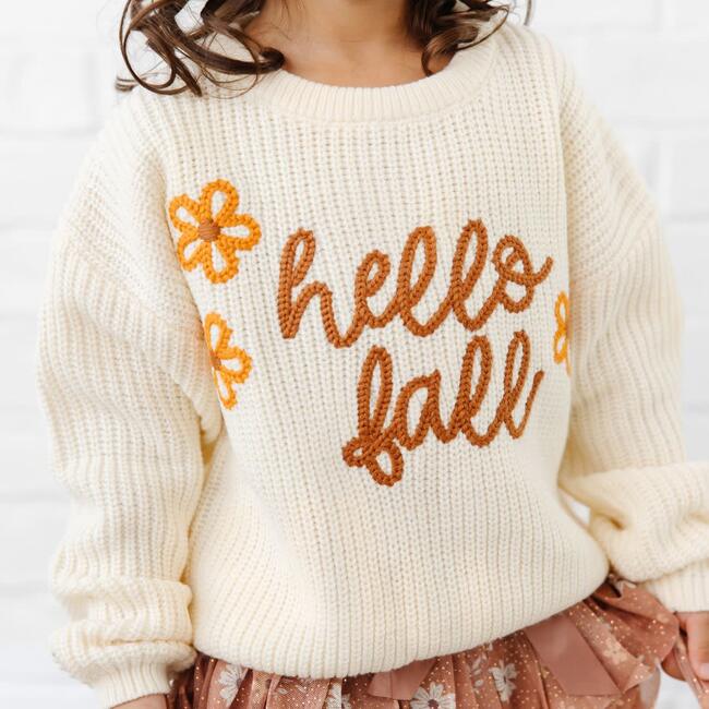 Hello Fall Knit Sweater, Natural - Sweatshirts - 3