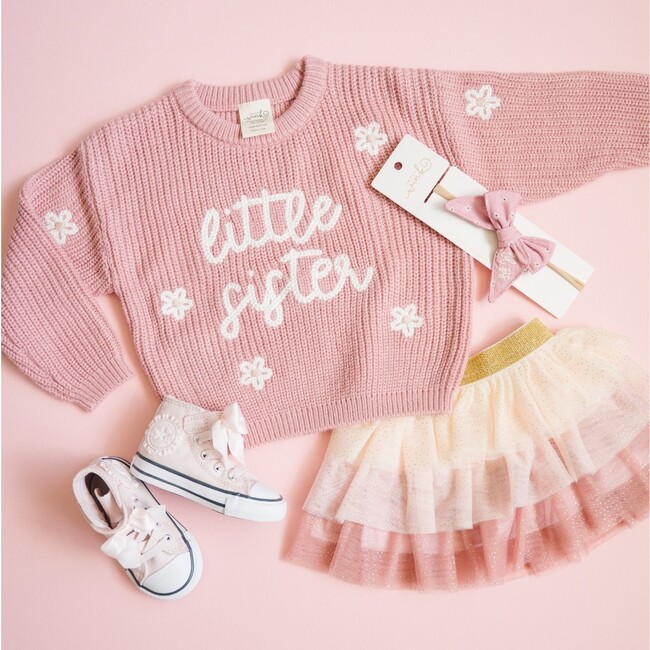 Little Sister Knit Sweater, Mauve - Sweatshirts - 6