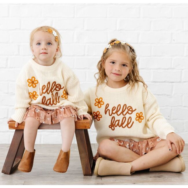 Hello Fall Knit Sweater, Natural - Sweatshirts - 6