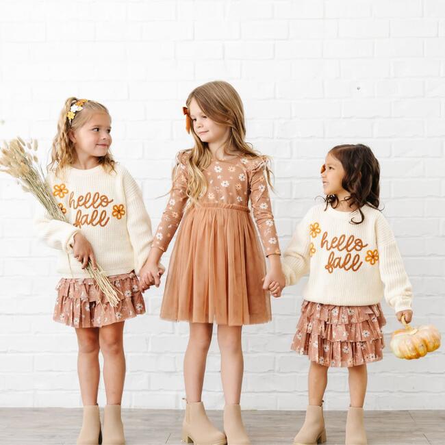 Ditsy Fall Floral Printed Tiered Tutu, Multi - Tutus - 8