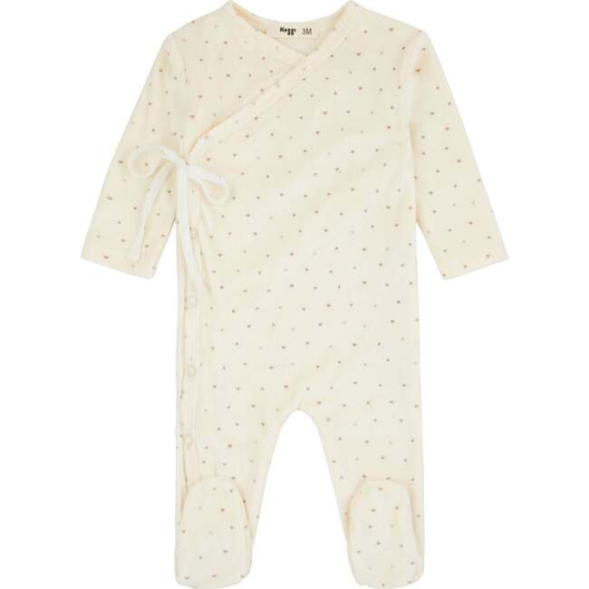 Velour Dot Pattern Wrap Footie, Girl
