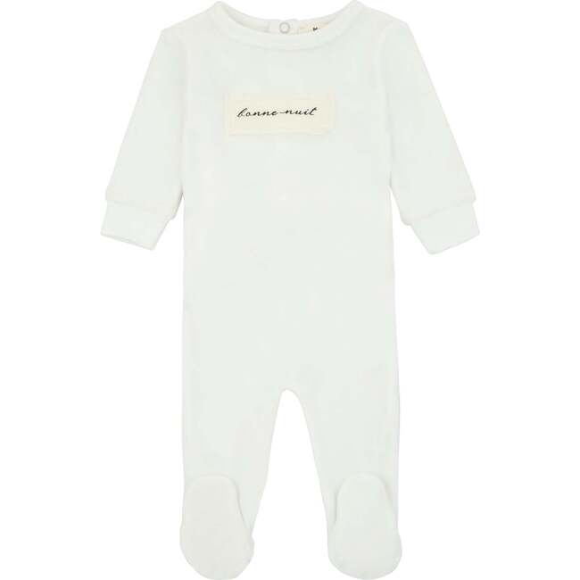 Velour Patch Footie, Ivory